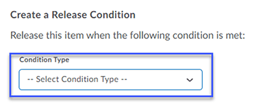 Selecting Release Condition from dropdown.