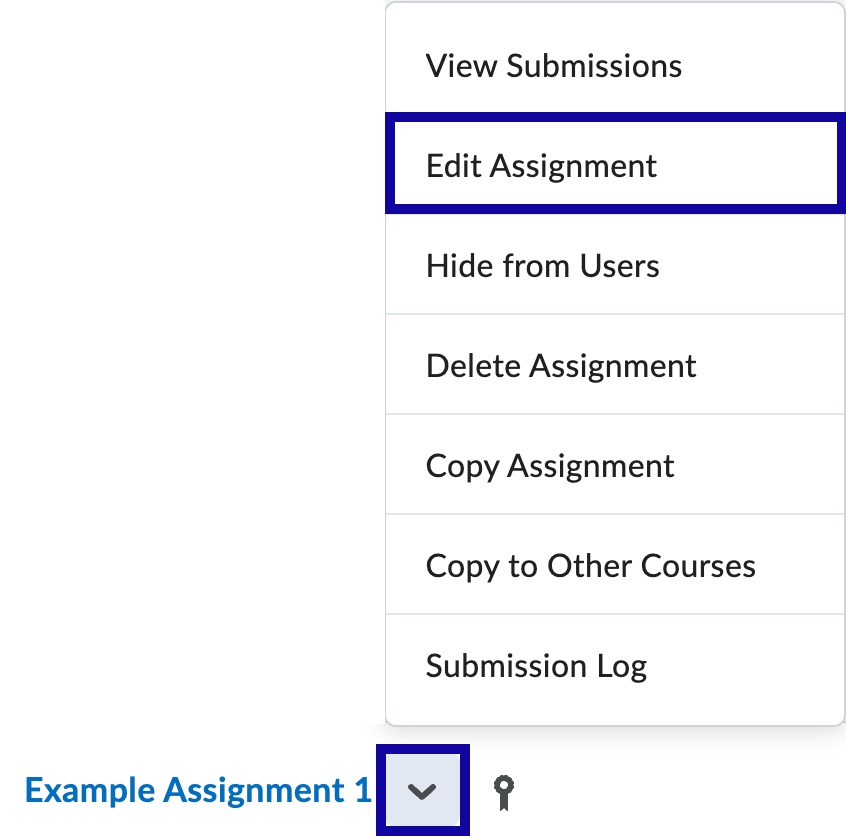 From the assignment Actions menu, select Edit Assignment.