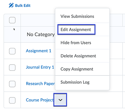 Edit Folder selected from drop-down menu.