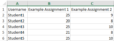 Grade item columns.