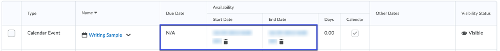 Select dates hightlighted on table