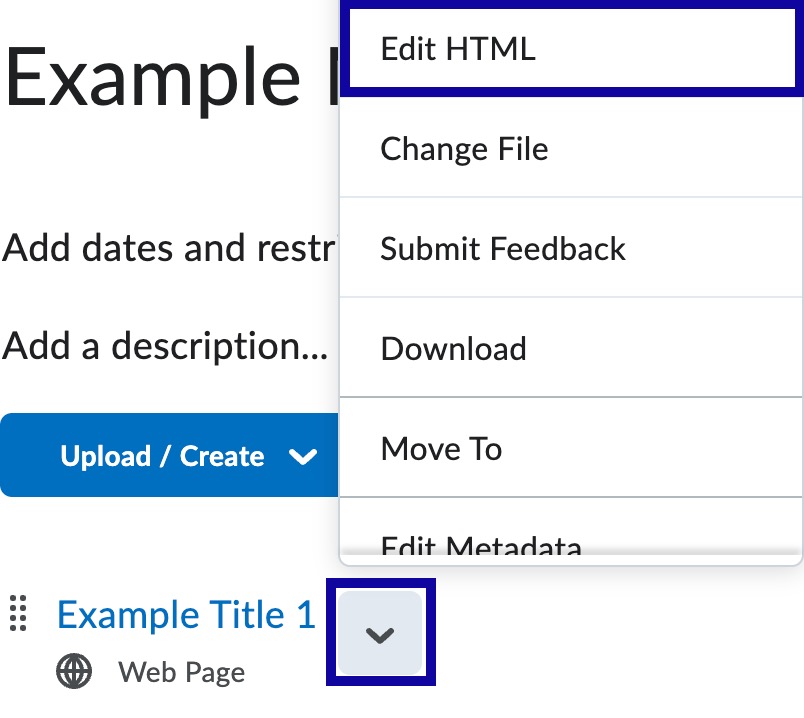 Select Edit HTML