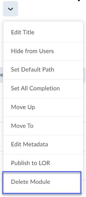 From the drop-down menu, select Delete Module.