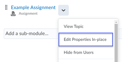 From the drop-down menu, select Edit Properties In-place.