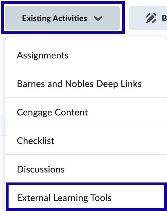 Select External Learning Tools.