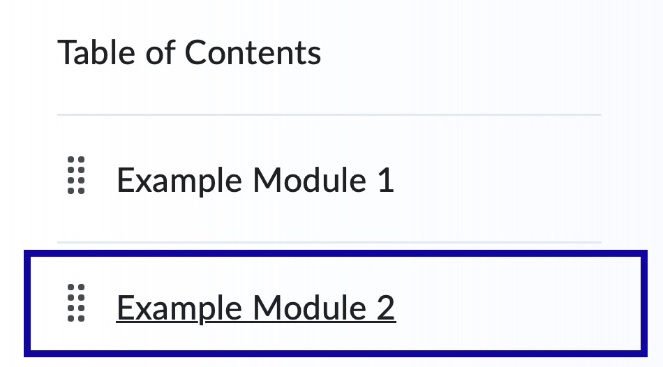 Select a module from the left-hand column