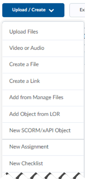 From the Upload/Create menu, select the option you wish to use and follow the prompts to add content.