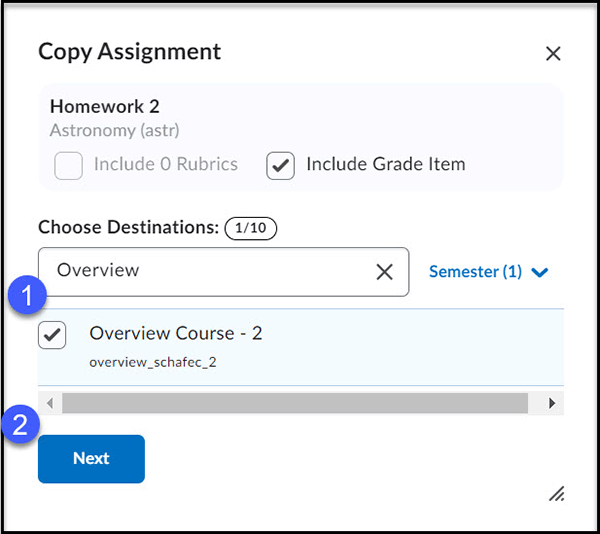 copy assignment checkbox