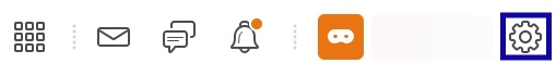 The Gear icon is located in the upper-right corner near the users name.