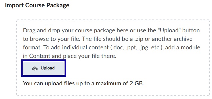 Select the Upload button.