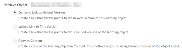 Radio button for one option under Retrieve Object should be selected.