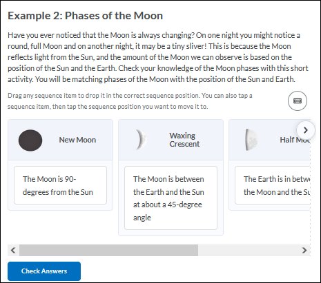 Card steps showing short descriptions