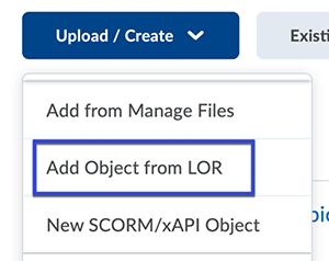 Select Add Object from LOR.