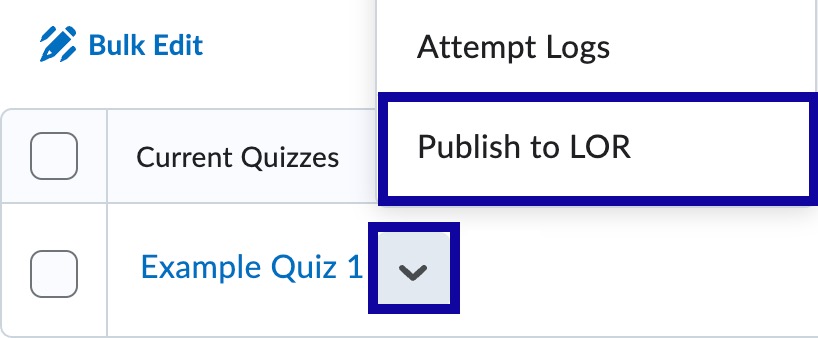 Select publish to LOR