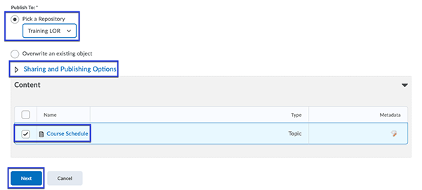 Select the appropriate Department LOR.