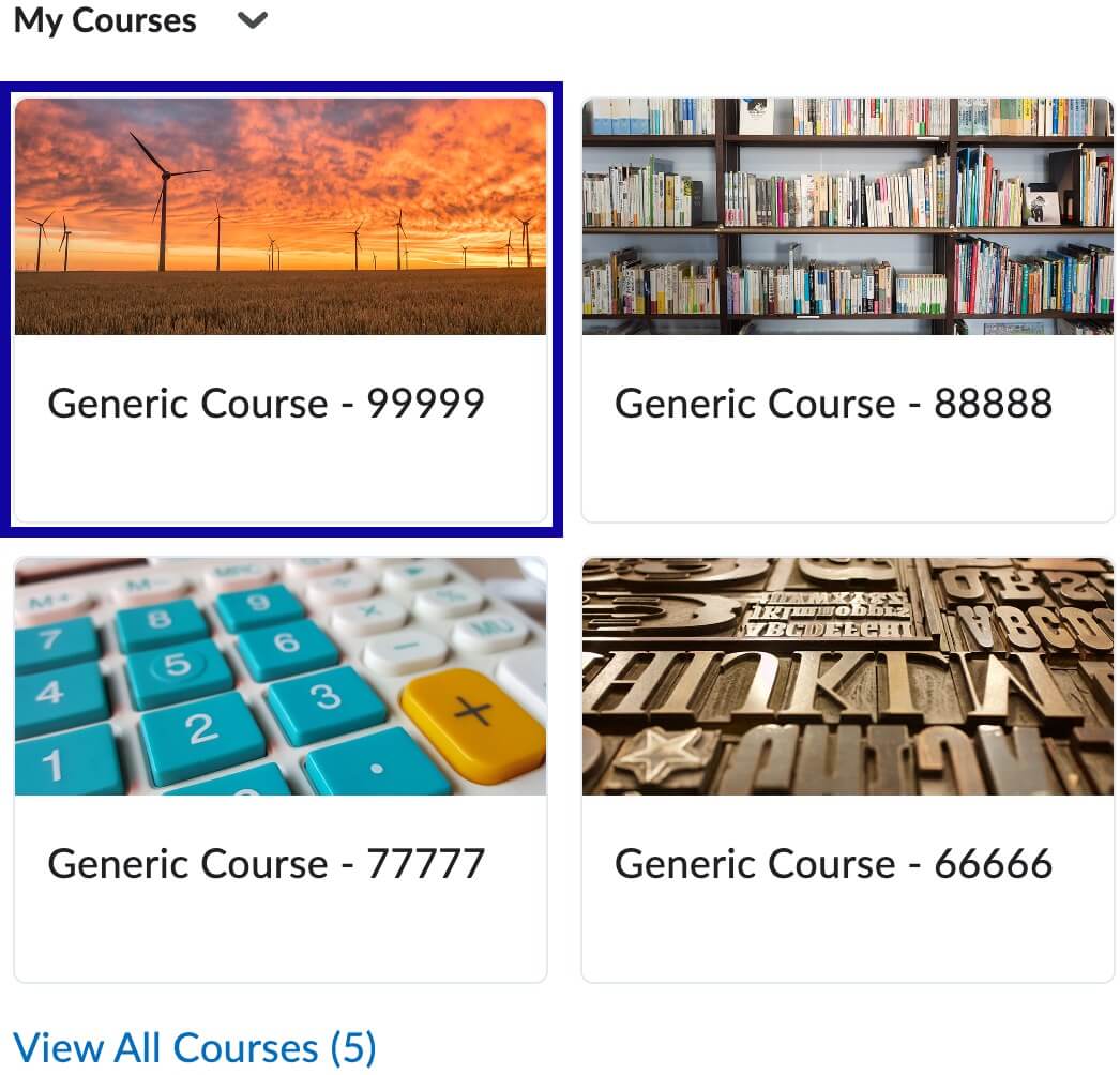 Select the course card and/or course title.