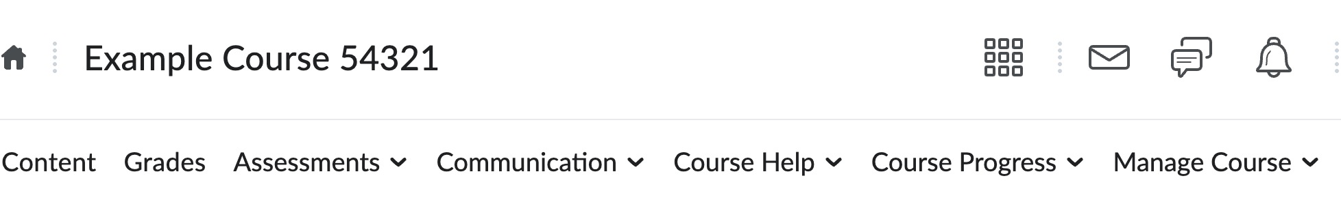 Default Nav Bar on the Course Home Page.