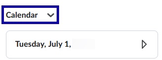 Screenshot highlighting the location of the Calendar.