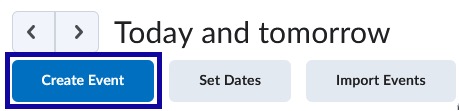 Select Create Event to enter new event details.