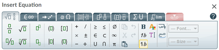 Graphical equation editor options in D2L.