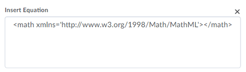 MathML equation editor options in D2L.