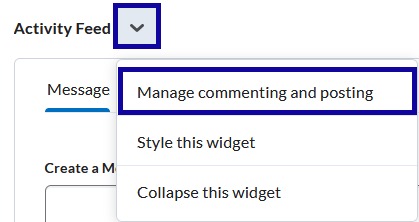 Manage commenting and posting highlighted