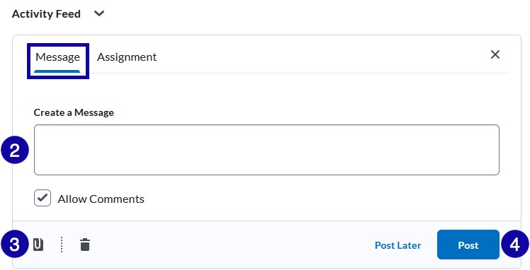 Activity feed widget numbered
