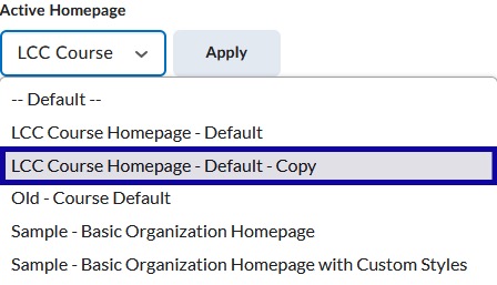 From the options, select the newly created homepage.