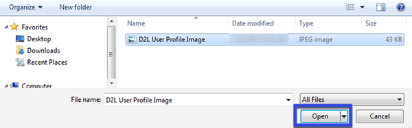 File browser window to select image.