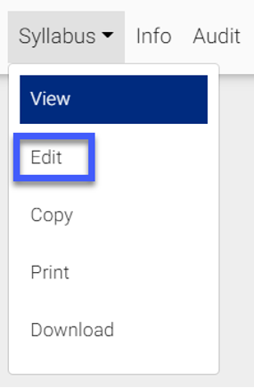 Edit dropdown with edit hightlighted