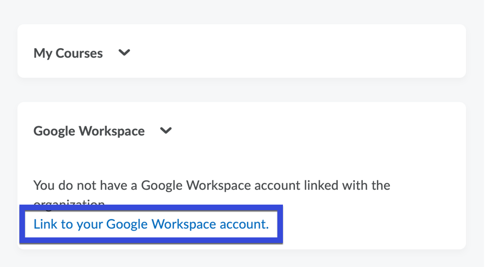 Link to your Google Workspace account.