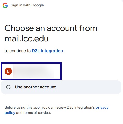 Choose account.