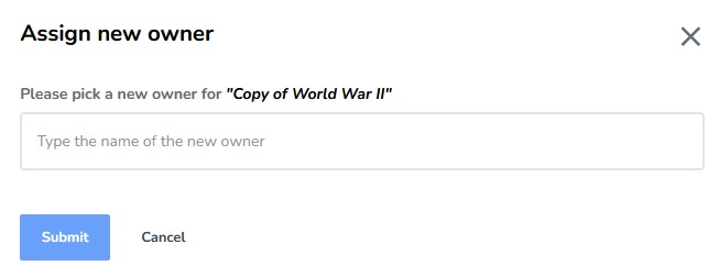 Assign new owner modal