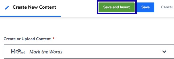Save and Insert button