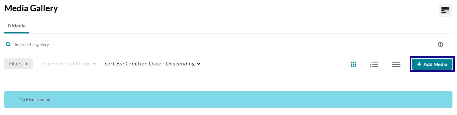 Add media button highlighted