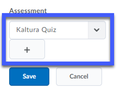 Select from existing quizzes or add a new one.