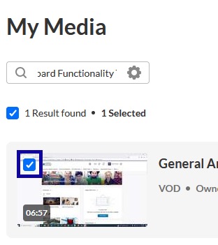 Checkbox highlighted for video selection