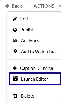 Launch Editor from the Actions menu.