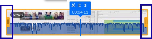 Move the bars on the ends of the timeline to the desired start and end time of the video.