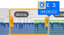 Select the scissor icon to divide the video into sections.