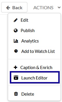 Launch Editor from the Actions menu.
