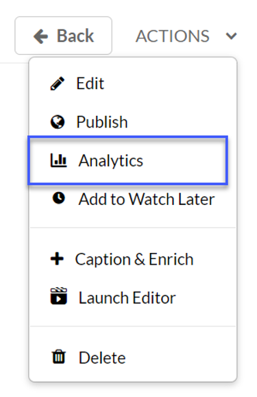 Select Analytics from the Actions menu.