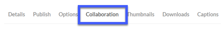 Select the collaboration tab to add collaborators to the video.