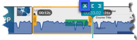 Select the scissor icon to divide the video into sections.