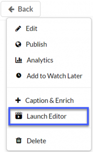 Launch Editor from the Actions menu.