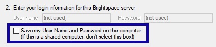 Preconfigured Server Settings Wizard: Check the box for Save my User Name and Password.