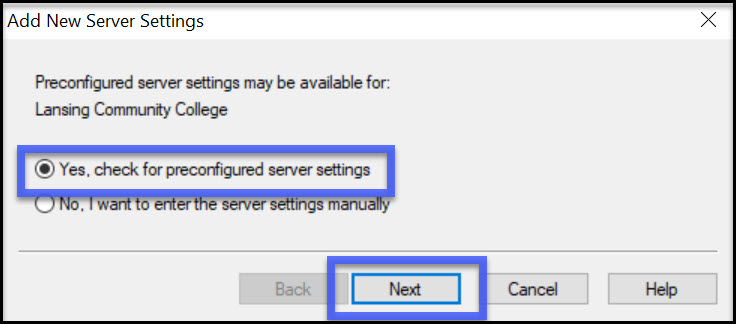 preconfigured server settings example