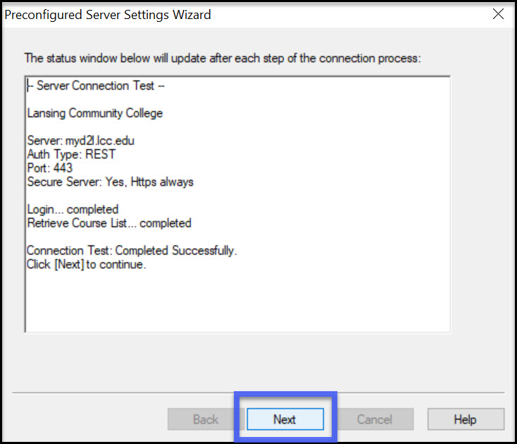 Preconfigured Server Wizard example