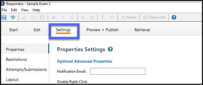 Settings example