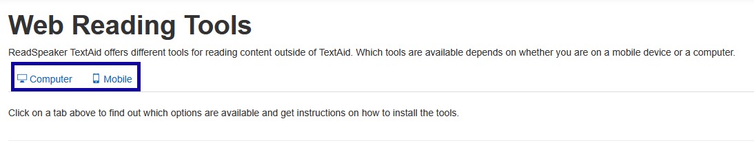 Web Reader prompt with Desktop and Mobile highlighted.
